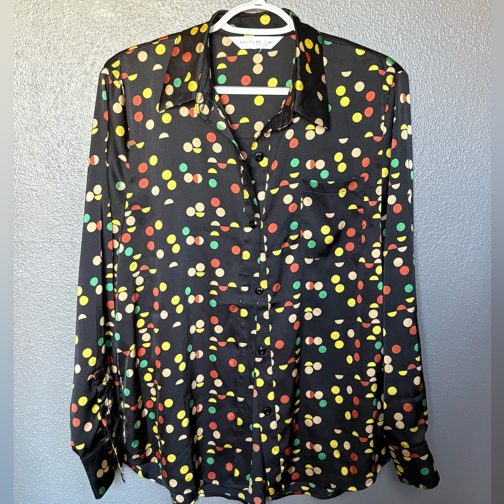 Anonyme Designers Polka Dot Button-Up Shirt Size M (SKU 117)